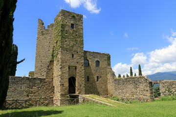 The castle of Romena situated in a dominant position on the Casentino valley, Tuscany, Italy.