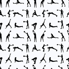 Fitness girl silhouette seamless pattern for print, wallpaper, background, stationary, fabric, textile etc.