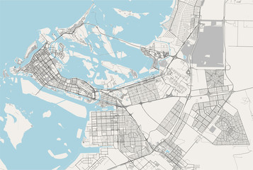 vector map of the city of Abu Dhabi, United Arab Emirates (UAE), Emirate of Abu Dhabi - obrazy, fototapety, plakaty