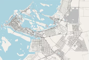 Foto op Plexiglas vector map of the city of Abu Dhabi, United Arab Emirates (UAE), Emirate of Abu Dhabi © tish11