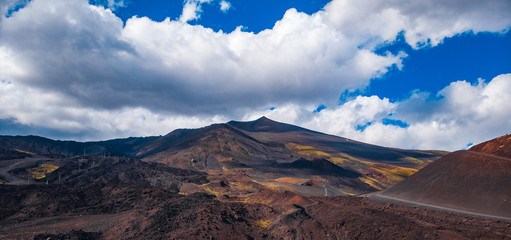 Extinct crater of volcano Etna Sicily, Italy. Aerial photo
