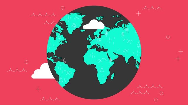 Graphic planet earth rotating animation video