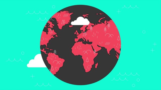 Graphic planet earth rotating animation video