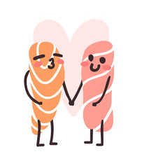 Hand drawn illustration sea food emoticon. Creative ink art work Asian dinner. Actual vector drawing sushi roll emoji