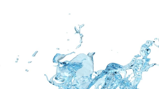 close-up view of light blue water splashing in slow motion, with alpha (FULL HD)