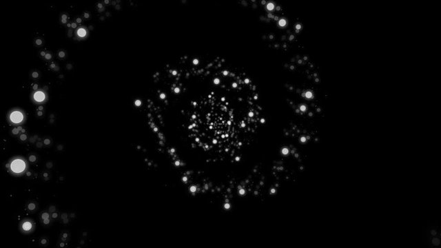 fly through abstract moving spiral of white orbs and particles (FULL HD)