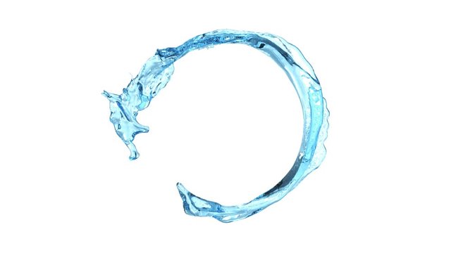 light blue water flowing in circle counterclockwise - on white, +alpha (FULL HD)