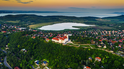 Tihany, Hungary - Panoramic view of the beautiful village of Tihany on the northern shore of Lake...