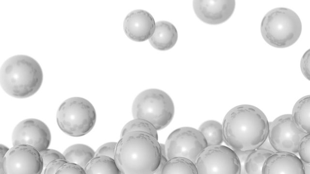 stacked spheres background - falling big white pearls - on white (FULL HD)