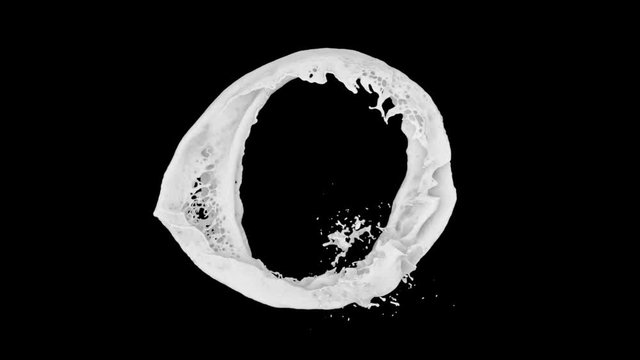 ring of white paint transforms into drop - isolated on black, + alpha (FULL HD)