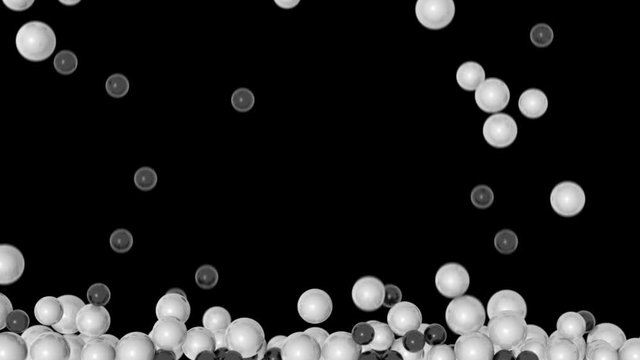 stacked spheres background - falling small white and black pearls (FULL HD)
