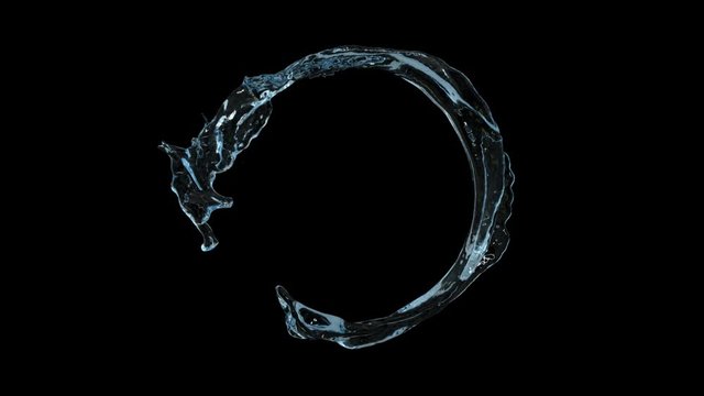 light blue water flowing in circle counterclockwise - on black, +alpha (FULL HD)