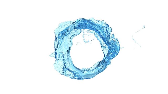 ring of light blue water transforms into drop - on white, + alpha (FULL HD)