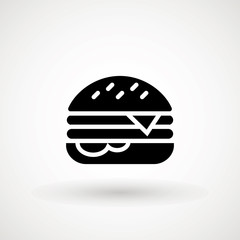 Sandwich Burger Hamburger icon illustration web site mobile logo app UI design, meat, beef, food, lettuce, sandwich, meal, grilled, tomato, bun, snack, onion, cheese sign symbol. Fast food vector.
