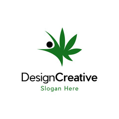 Human Cannabis logo with creative concept Premium Vector, Cannabis leaf logo design