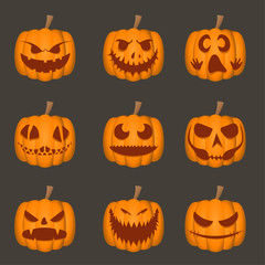 set of pumpkins for halloween