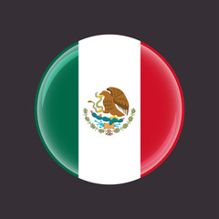 Flag of Mexico button, vector mexican symbol