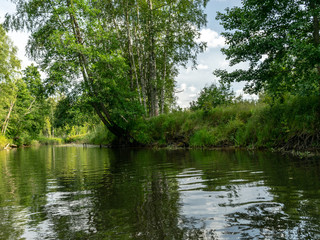 Landscape with Seda River, which flows into Burtnieki Lake. Beautiful sunny summer day, Latvia