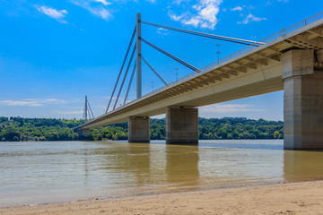 View at Liberty Bridge (Most Slobode) in Novi Sad, Serbia
