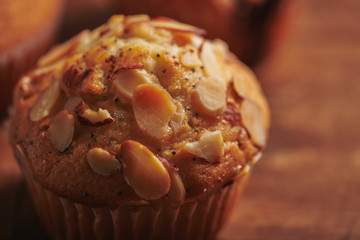 Closeup of Almond Poppy Seed Muffin