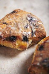 Closeup of Blueberry Scone with Icing 