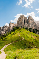 Grödner Joch, Sellagruppe, Sellastock, Sellamassiv, Dolomiten, Passhöhe, Wanderweg, Südtirol,...