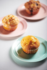 Assorted Muffins on Plates