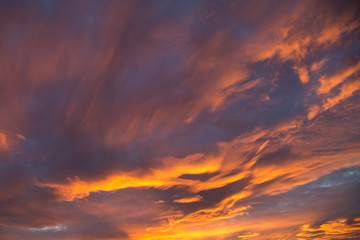 Orange clouds at sunset.