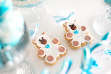 Teddy bear shaped cookie for baby shower