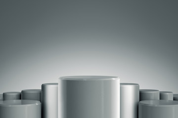 Elegant Cube Blank product stand. Platform for design. Pedestal for display. Futuristic concept background. 3D rendering