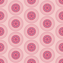 Abstract asia style mandala pattern. Floral sakura ornament illustration on pink