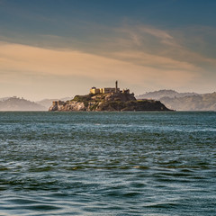 The Alcatraz Island in San Francisco bay. San Francisco, California, United States of America - obrazy, fototapety, plakaty