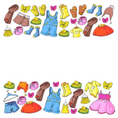 Children clothes. Background for babies, kids patterns.