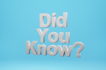 Did you know? on a blue background. 3d rendering.