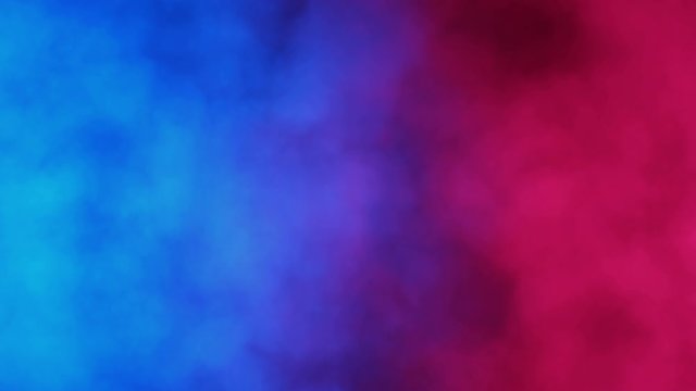 Blue and red abstract cloud of smoke pattern on a black background. 3d render. Suitable for illustrating comparisons. Good for advertising mobile devices, phone screens, computer, video displays, TV