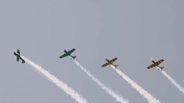 Aircrafts in formation during air show