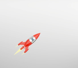 Space rocket - a concept of success, leadership, startup, rivalry. 3D rendering.