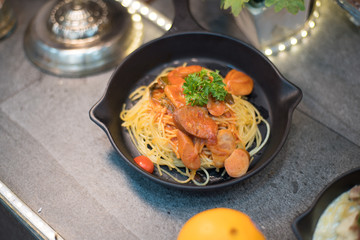 tasty Italian Spaghetti pasta with tomato sauce