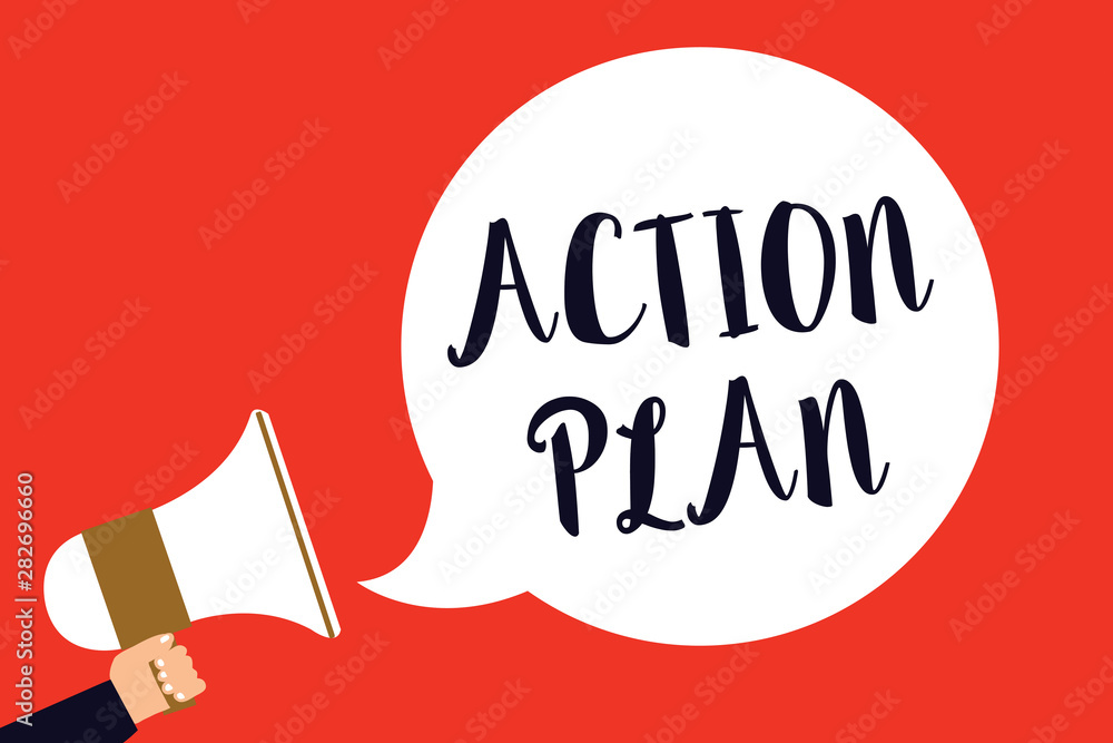 Poster handwriting text action plan. concept meaning list of things or schedule to be made thia current yea