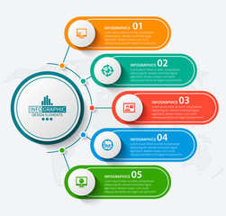 Abstract 3D Paper Infographics. Business template .Vector illustration