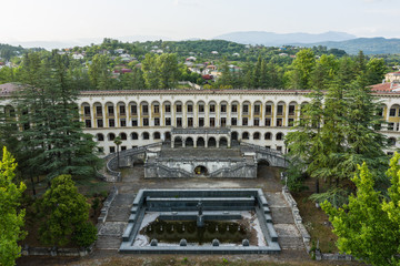 The ruins of the old Soviet sanatorium Miner, whose architecture which is basically a synthesis of Stalinist period classical style and of Georgian ethnic decor with Gothic and Roman features.