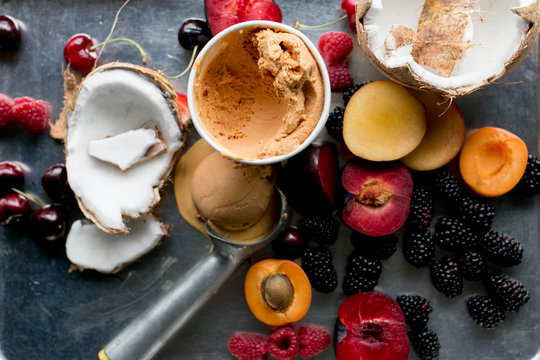 ice cream with fruit