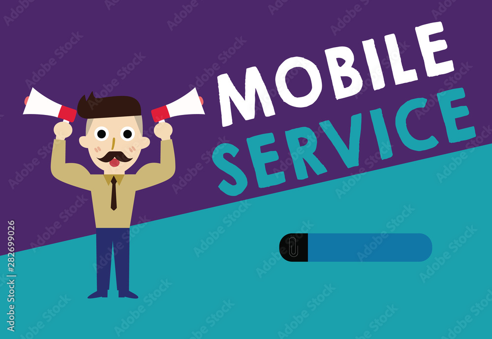 Poster writing note showing mobile service. business photo showcasing radio communication utility between m