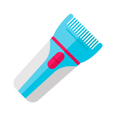Hair clipper flat design long shadow color icon. Electric hair trimmer. Haircutting machine. Implement for making short haircut. Professional man hairstyling. Vector silhouette illustration