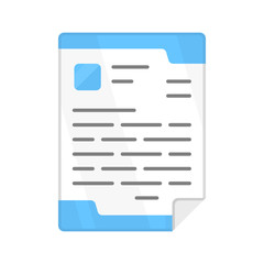 Obraz premium Letterhead flat design color icon. Business report, official document isolated vector illustration. Paperwork, deskwork symbol. Company certificate, corporate newsletter. Financial statement, paper