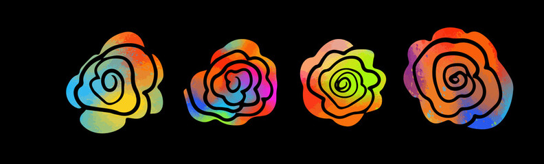 Colorful stylized roses. Vector illustration