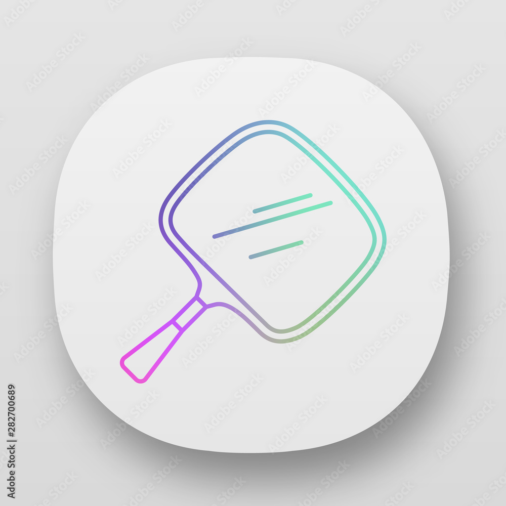 Poster hand mirror app icon. small mobile tool for self-shaving and makeup. hairstylist accessory. ui/ux us