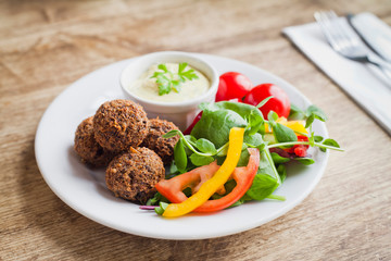 Breaded Haggis Balls - Scottish traditional dish as a starter.