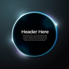 Vector abstract banner, poster design template with bright circle over the dark background. 