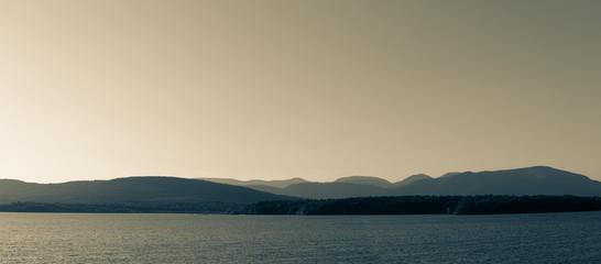 Panorama of the Catskill Mountains from a Beach